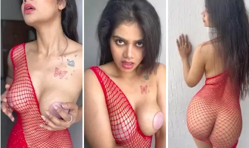 Beautiful Model In Net Dress Showing Her Moves HD